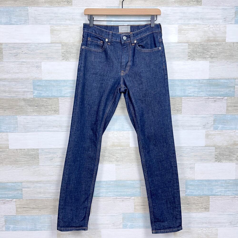 Everlane Slim Straight Leg Stretch Jeans Dark Wash 5 Pocket Denim Mens 29x30